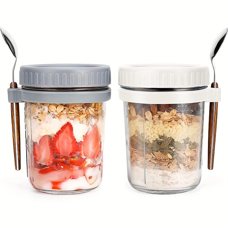 Overnight Oat Jar - Tasse à flocons d'avoine en verre,