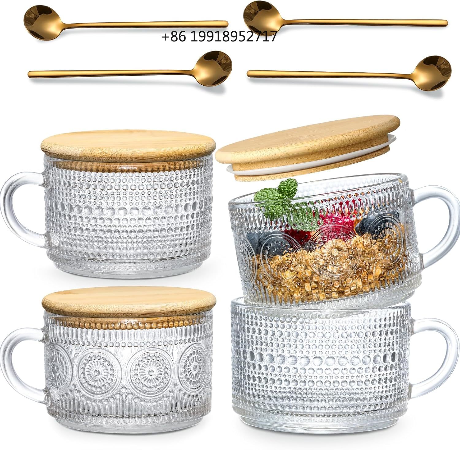 Overnight Oat Jar - Ensemble cadeau de 4 tasses à