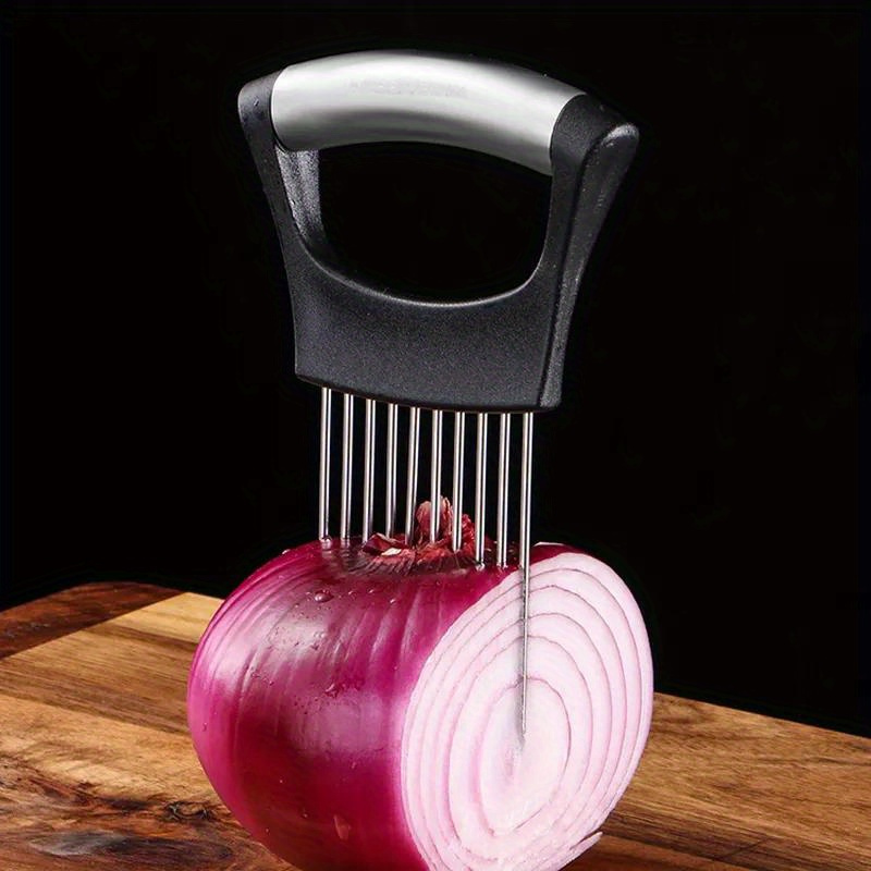 Onion Holder Slicer - Support de coupe-oignon en acier inoxydable,