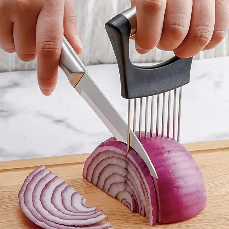 Onion Holder Slicer - Aiguille à oignon en acier inoxydable,