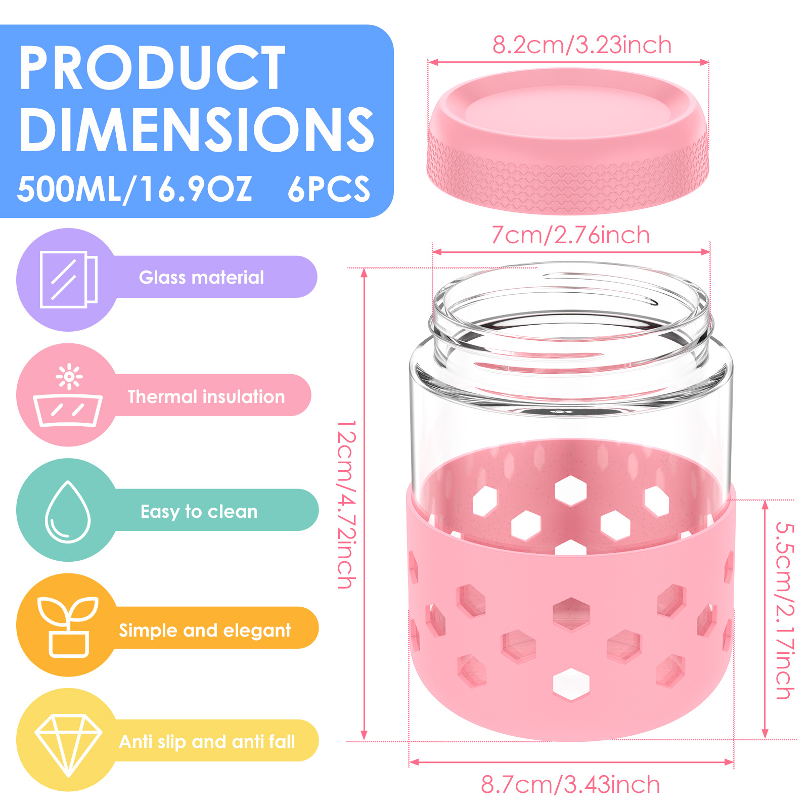 Lot de 2/4/6 pots de 500 ml po - Overnight Oat Jar avis et prix